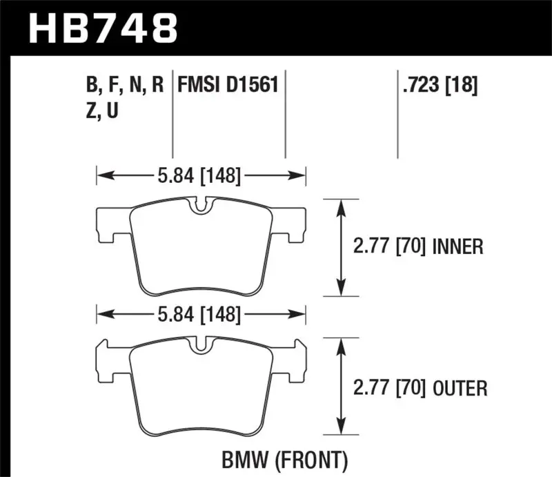 Hawk 13-14 Bmw 328I/328I Xdrive / 2014 428I/428I Xdrive Pc Front Brake Pads 1