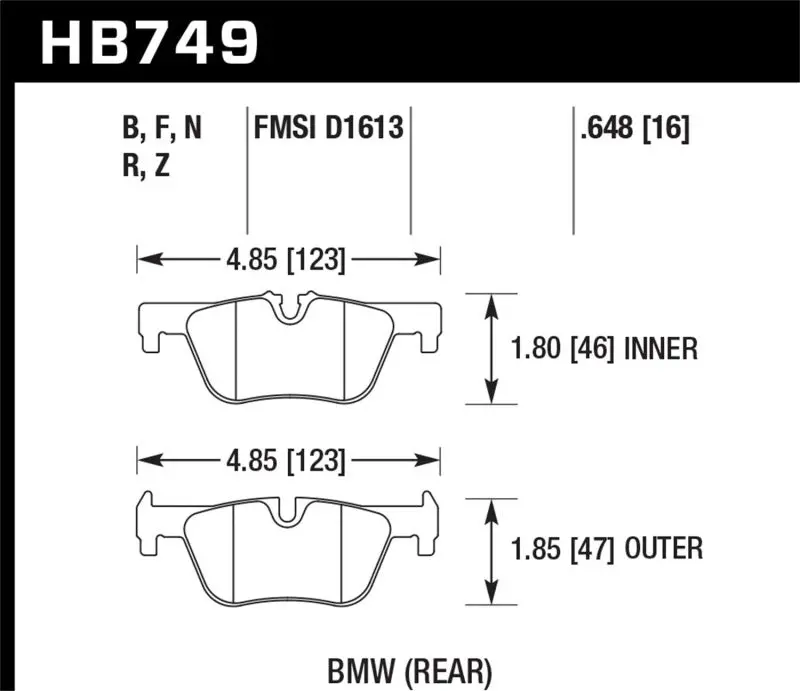 Hawk 13-14 Bmw 328I/328I Xdrive / 2014 428I/428I Xdrive Hps 5.0 Rear Brake Pads 2