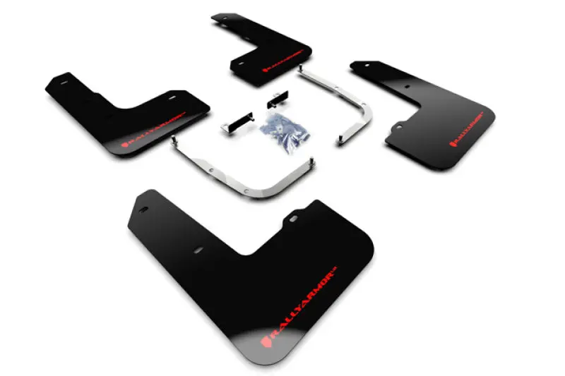 Rally Armor 19-22 Hyundai Veloster N Black Ur Mud Flap W/ Red Logo 1