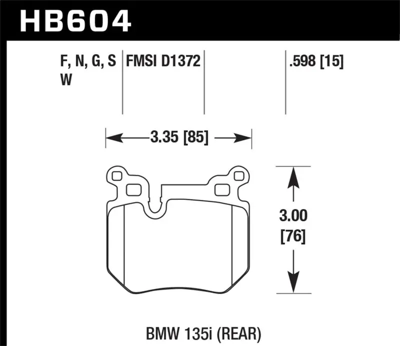 Hawk 08-13 Bmw 135I Hps 5.0 Rear Brake Pads 1