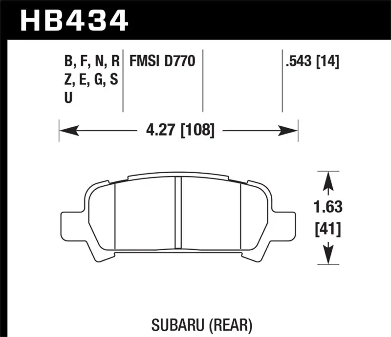 Hawk 02-03 Wrx / 05-08 Lgt D770 Performance Ceramic Street Rear Brake Pads 2