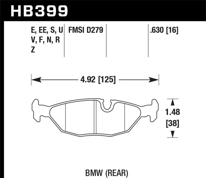Hawk 84-4/91 Bmw 325 (E30) Hps Street Rear Brake Pads 2