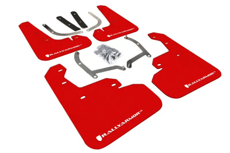Rally Armor 17-23 Subaru Impreza 4D/5D Red Ur Mud Flap W/White Logo 1