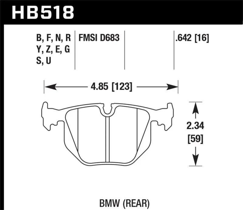 Hawk 01-06 Bmw 330 / 97-01 740I / 96-01 750Il / 03-06 Bmw M3 / 00-03 M5 / 00-06 X5 / 06-08 Z4 / 03-0 1