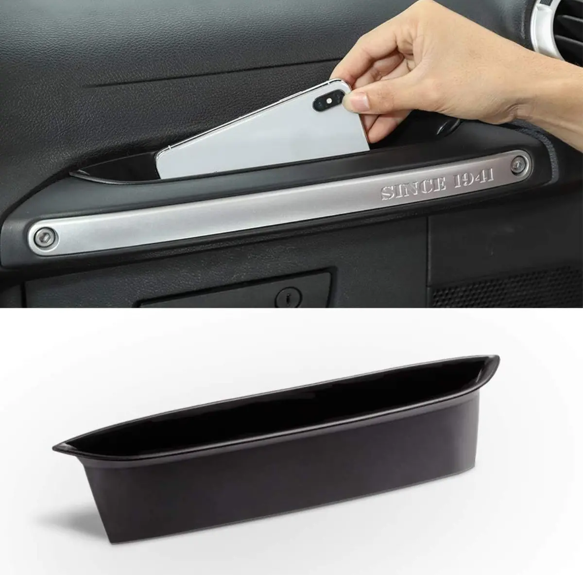 Savadicar Grabtray Passenger Storage Tray Organizer Grab Handle Accessory Box For 2011-2018 Jeep Wrangler Jk Jku 2/4 Door, Interior Accessories, Black 1