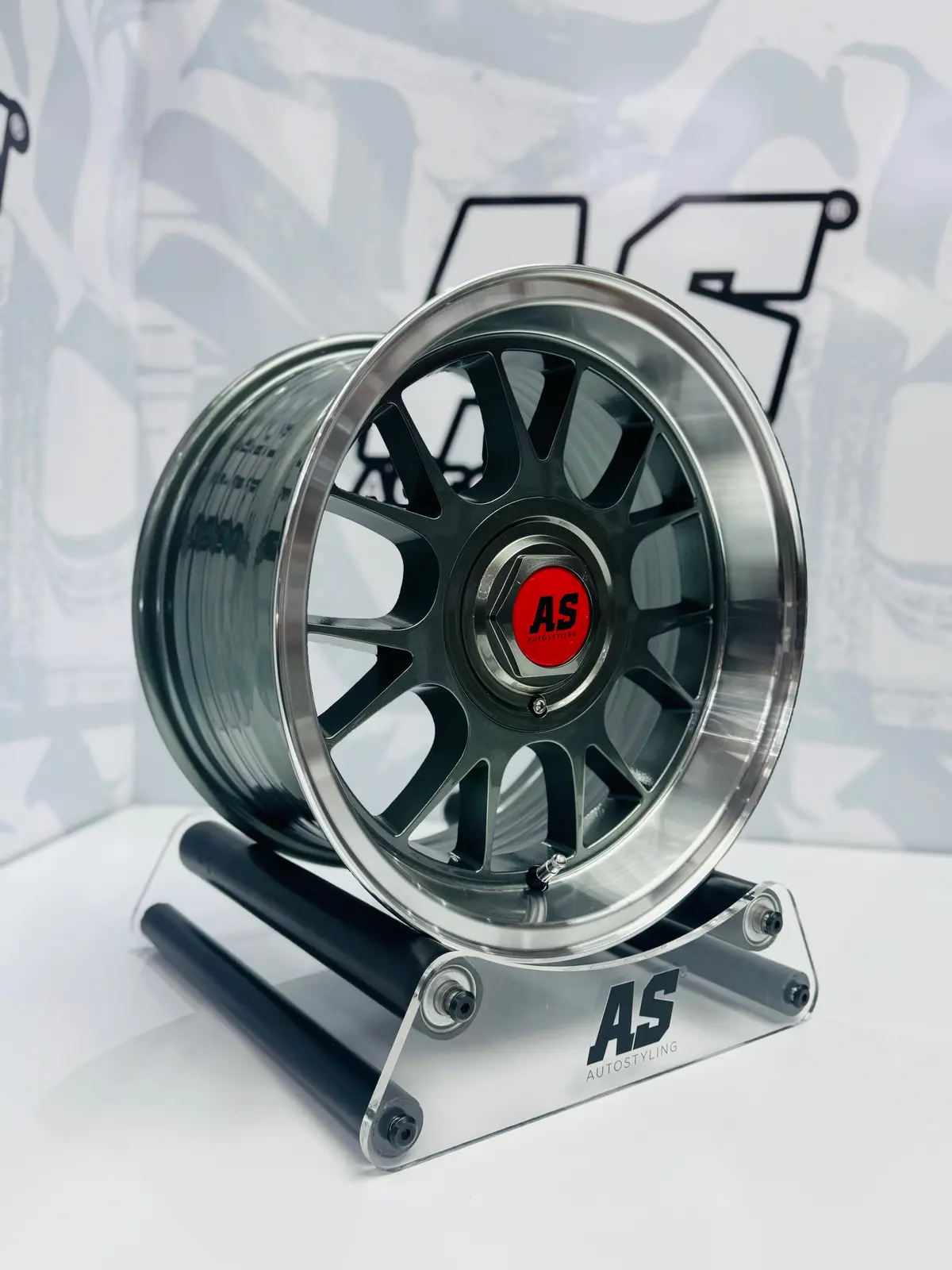15” As- 7568 5X100 & 5X114 Gunmetal Machine Lip Wheels 2