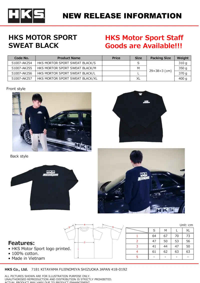 Hks Motorsport Sweatshirt Black S 1