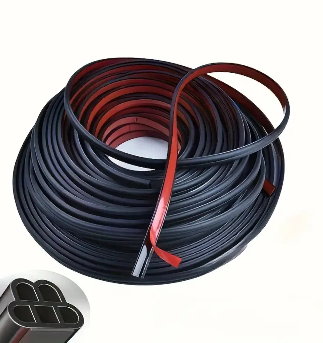 Rubber Car Door Seal Strip - Double Layer Noise Reduction, Shock Absorption Soundproofing Protective Trim, Non-Waterproof, Multi-Pack, Vibration Dampening | Duallayer Structure | Textured Surface, Car Soundproofing 1
