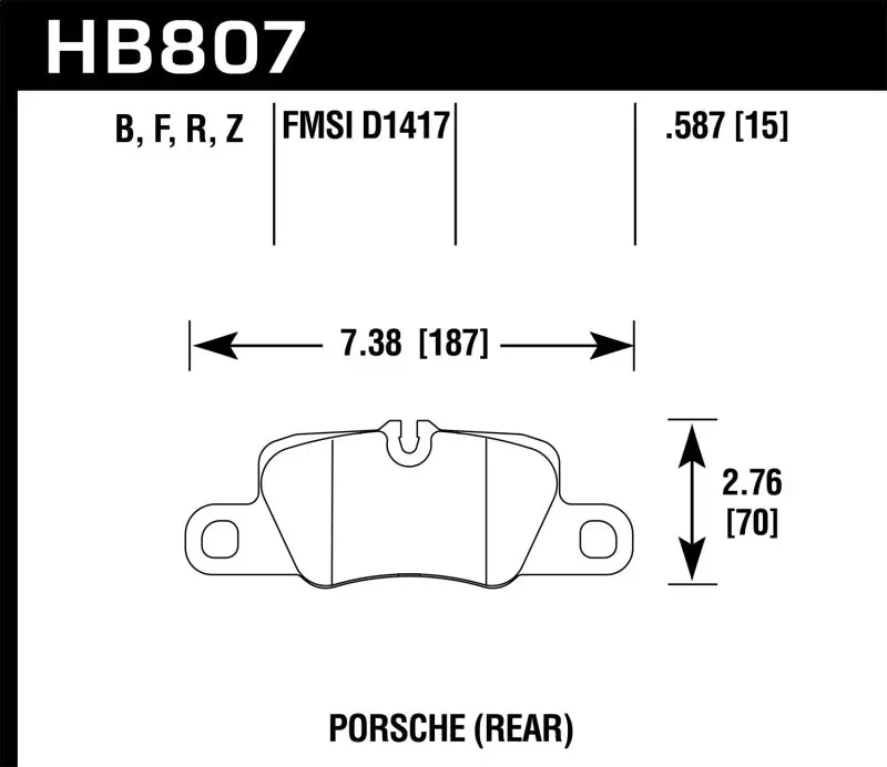 Hawk 2014 Porsche 911 Performance Ceramic Street Rear Brake Pads 2