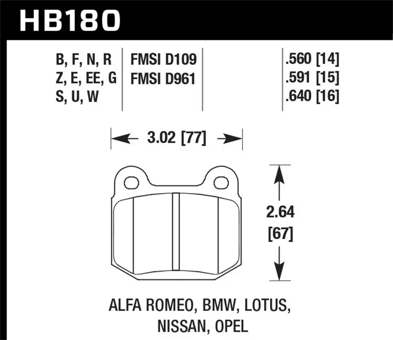 Hawk 03-06 Evo / 04-09 Sti / 03-07 350Z Track Dtc-60 Race Rear Pads 1
