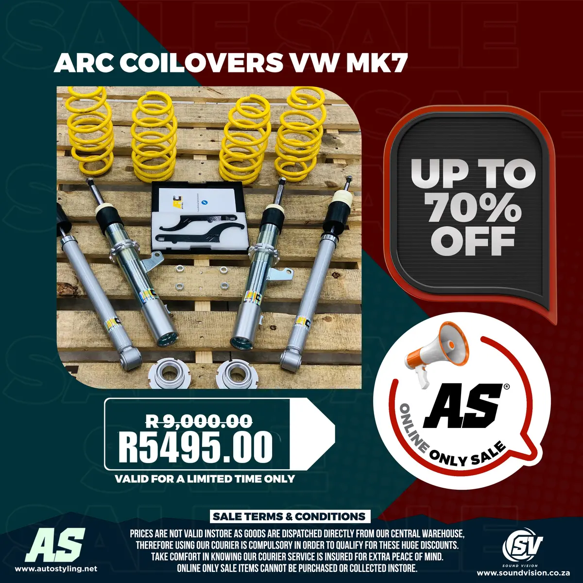 Arc Coilovers Vw Mk7 Tsi 50Mm Strut 1