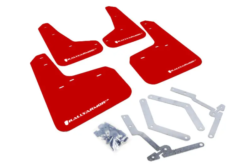 Rally Armor 12-19 Ford Focus St / 16-19 Rs Red Mud Flap W/White Logo 1