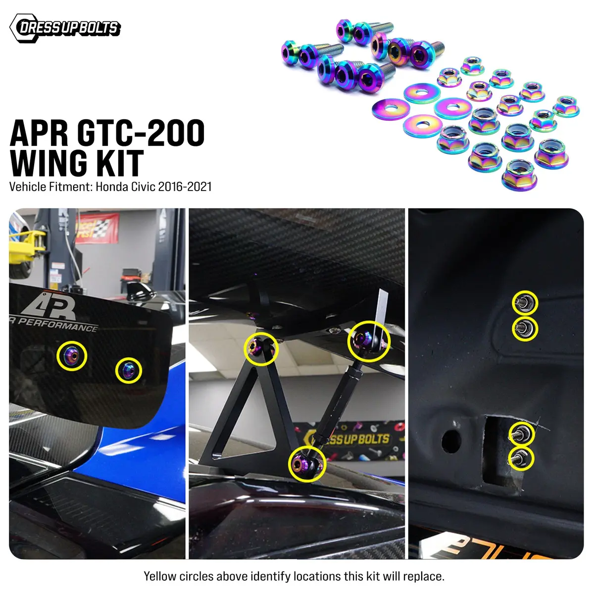 Dress Up Bolts Titanium Hardware Wing Kit - Apr Gtc-200 (10Th Gen Civic) 1