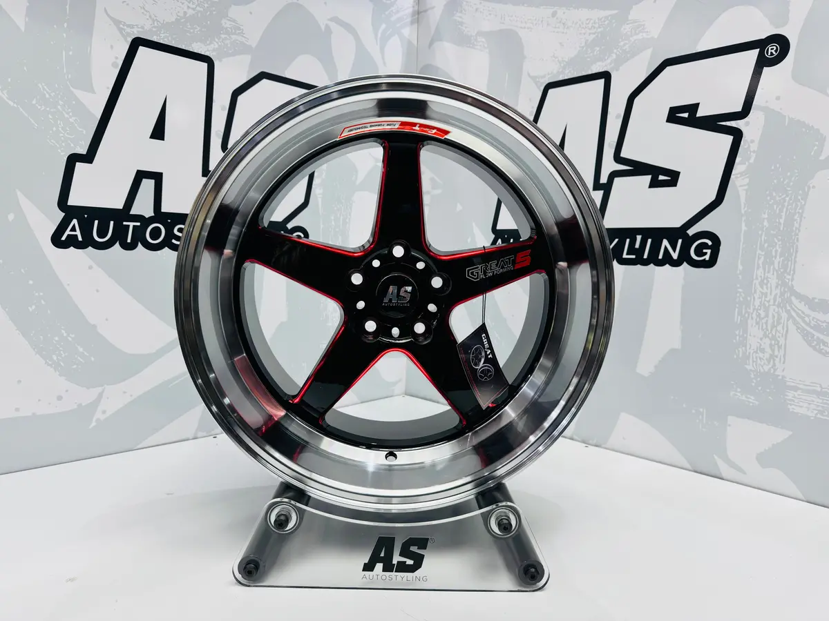 18” F99zx307 5/114 Black With Red Milling 1