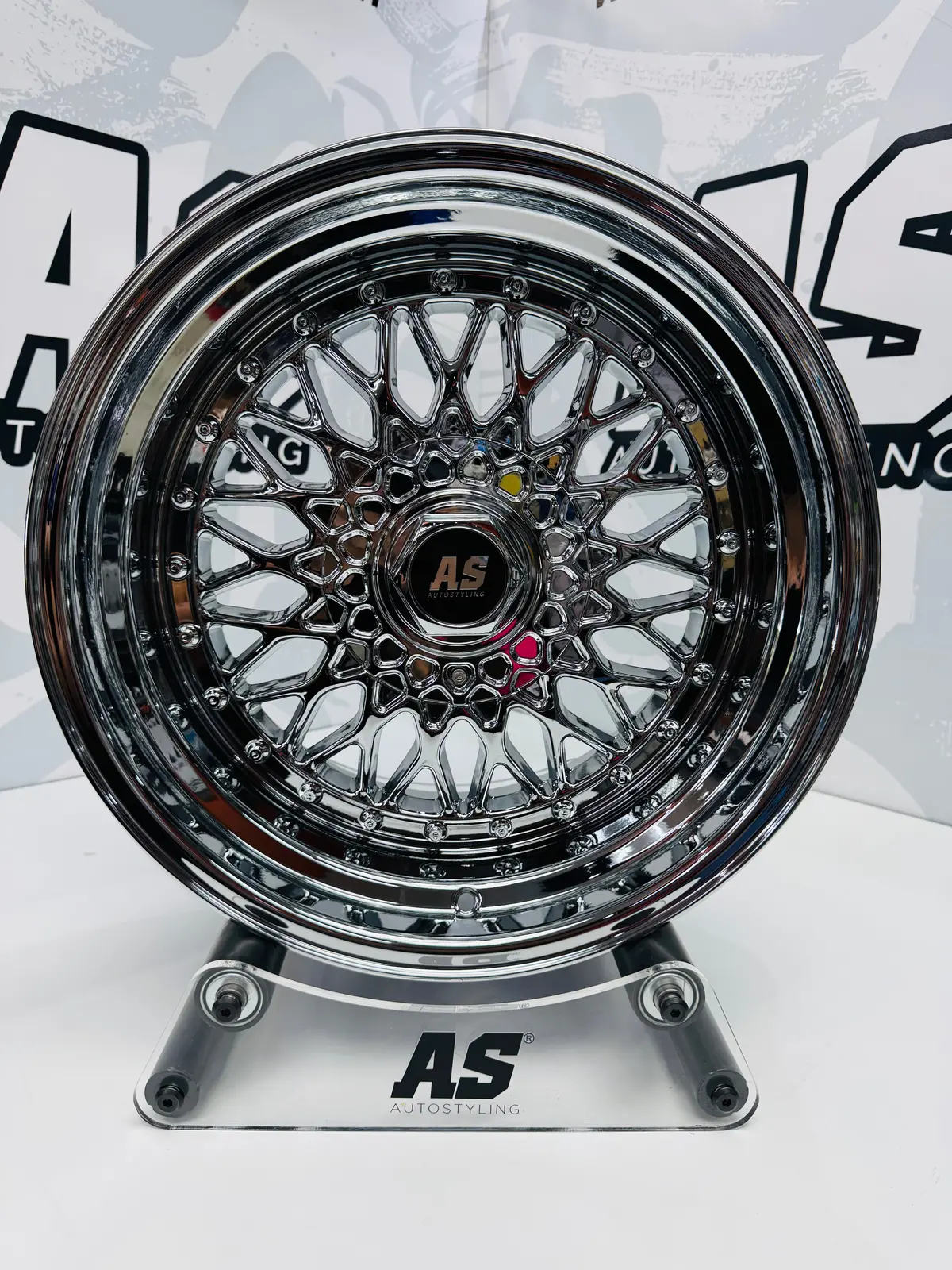 17” As® Chrome With Chrome  Studs  4X100 & 5X100 8.5J/ 10J 1