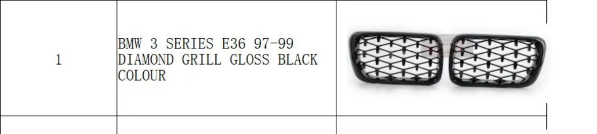 Bmw E36 1997-1999 Diamond Gloss Black Grills 1