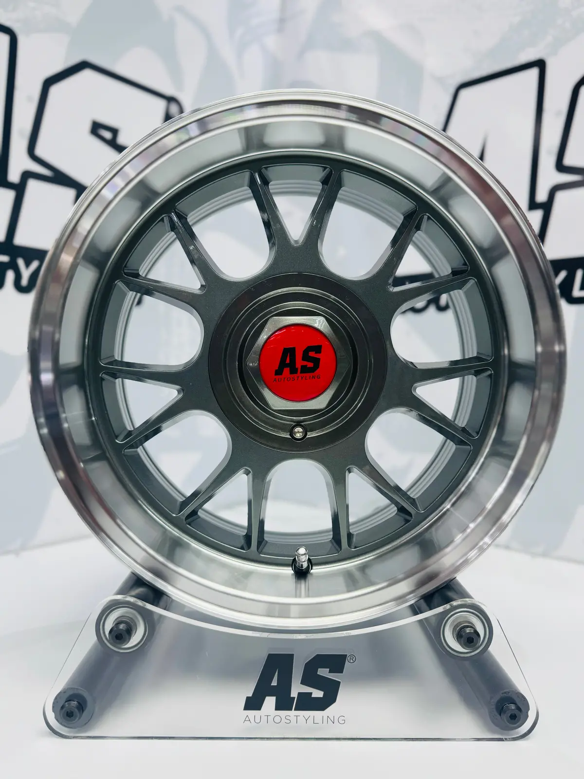 15” As- 7568 5X100 & 5X114 Gunmetal Machine Lip Wheels 1