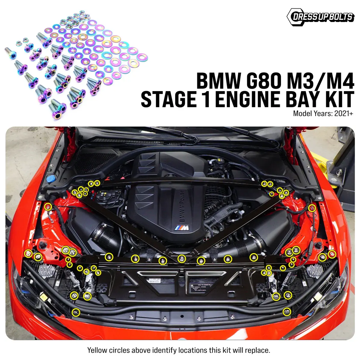 Dress Up Bolts Stage 1 Titanium Hardware Engine Bay Kit - Bmw G80 M3/M4 (2021+) 1
