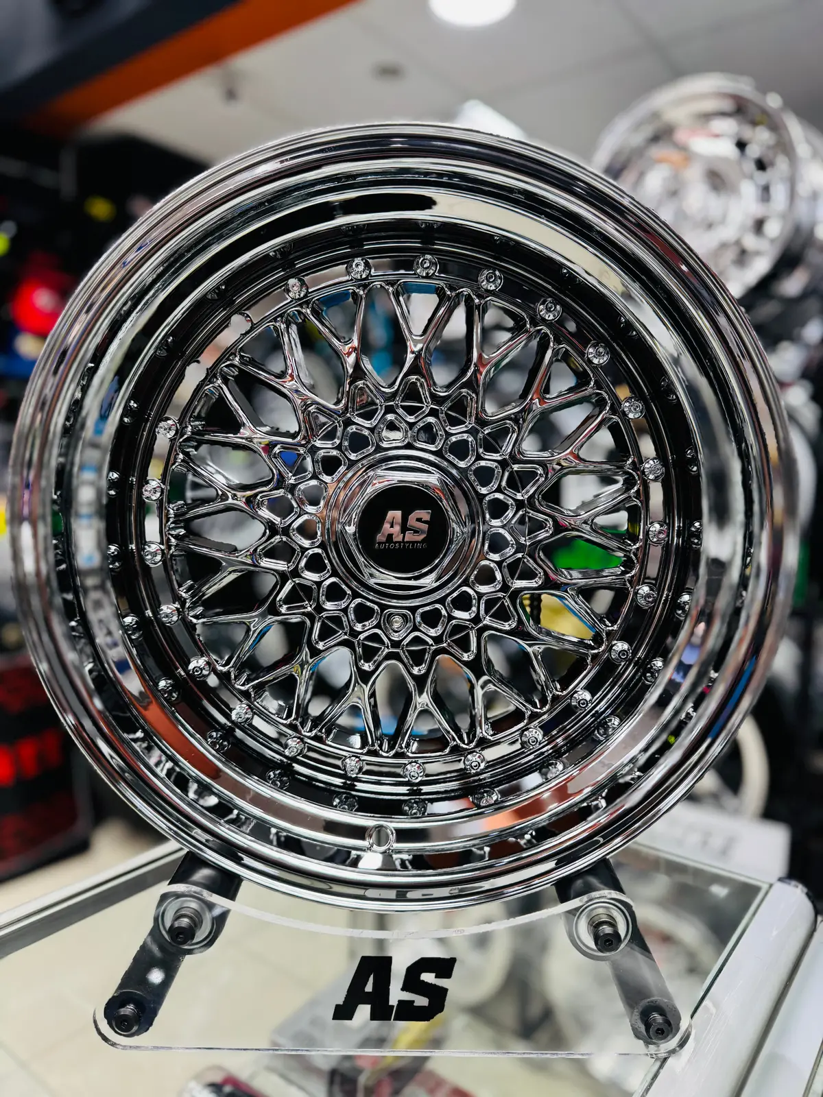17” As® Black Chrome With Chrome Studs  4X100 & 5X100 8.5J/ 10J 1