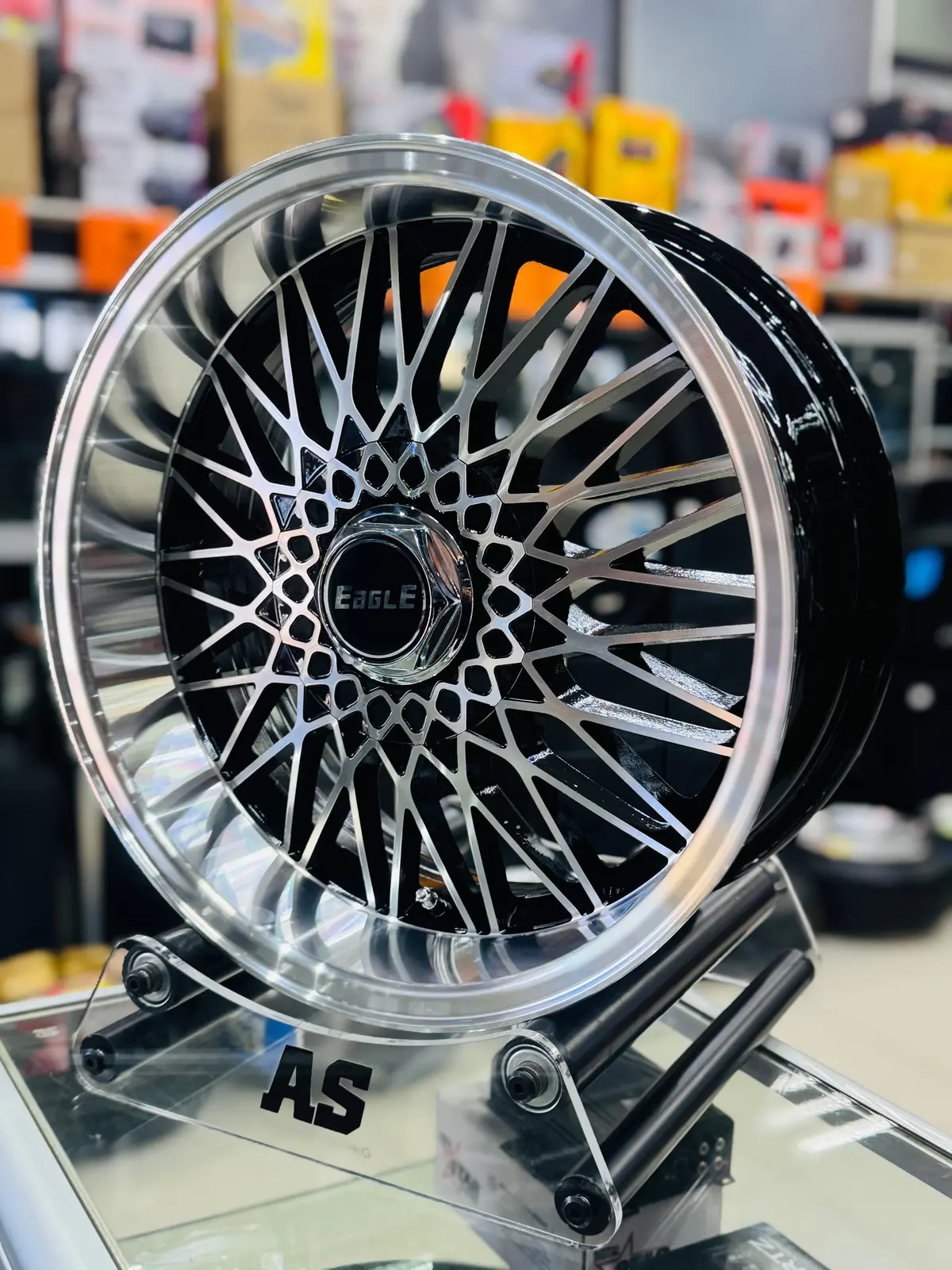 17” As-Eagle Machine Black Deep Dish Rear 4/100 4/114 1