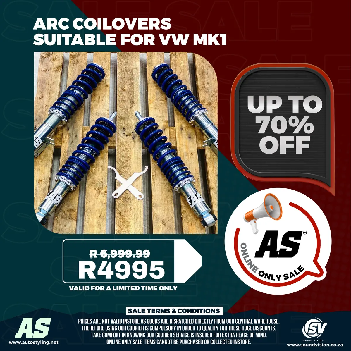 Arc Coilovers Suitable For Vw Mk1 1