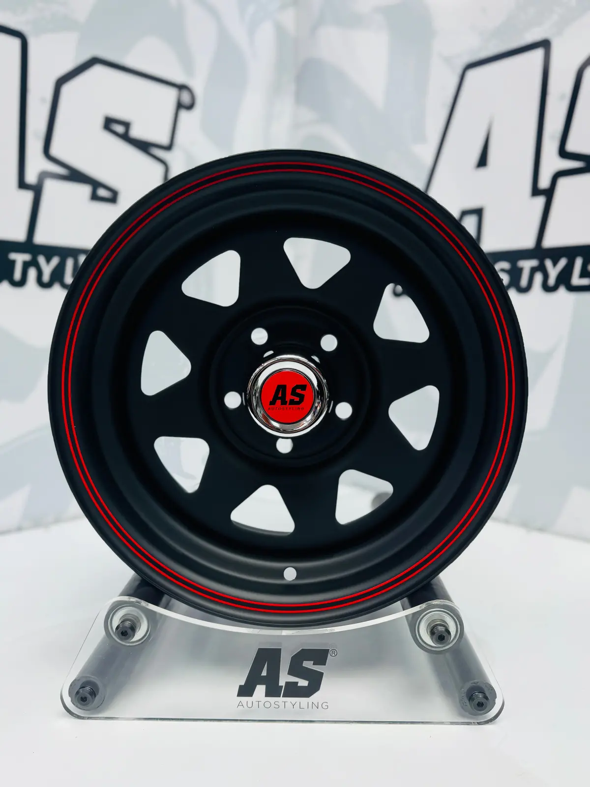 14” Legend 8 Spoke Black Red Stripe 5/114 For 7 Seaters 1