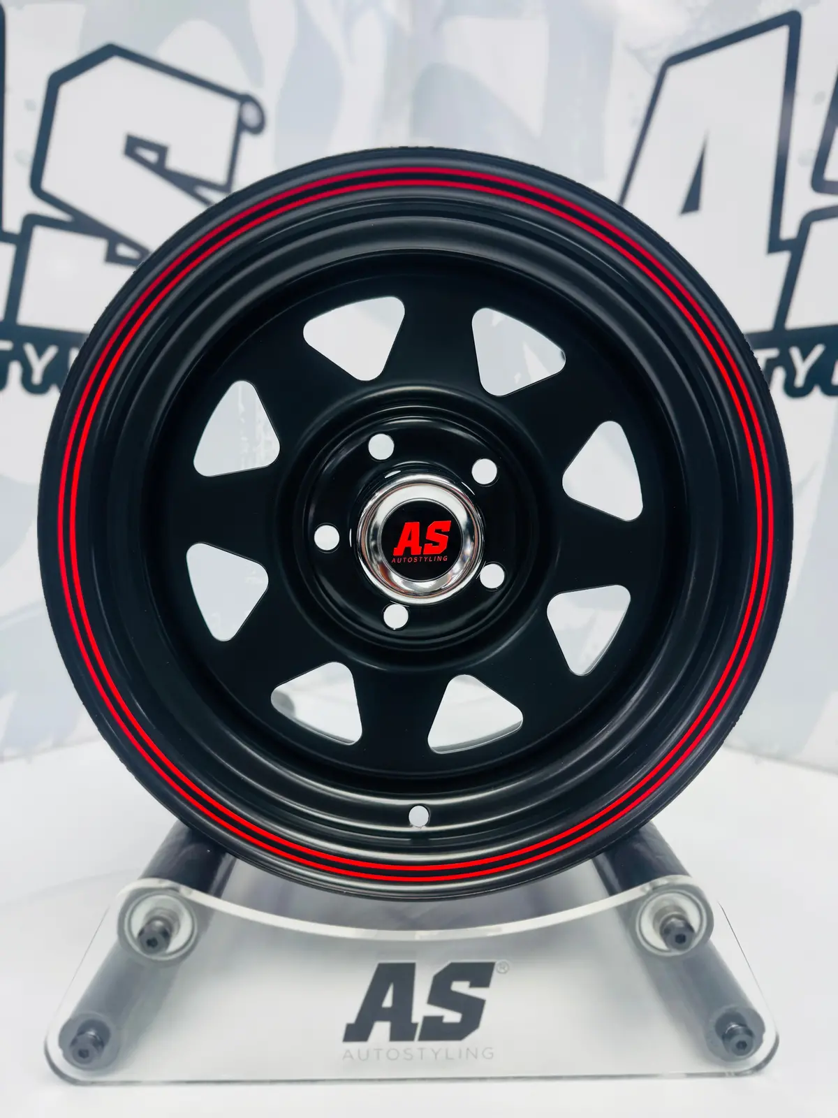 14” A-Line 8 Spoke Black Red Stripe 5/114 For 7 Seaters 1