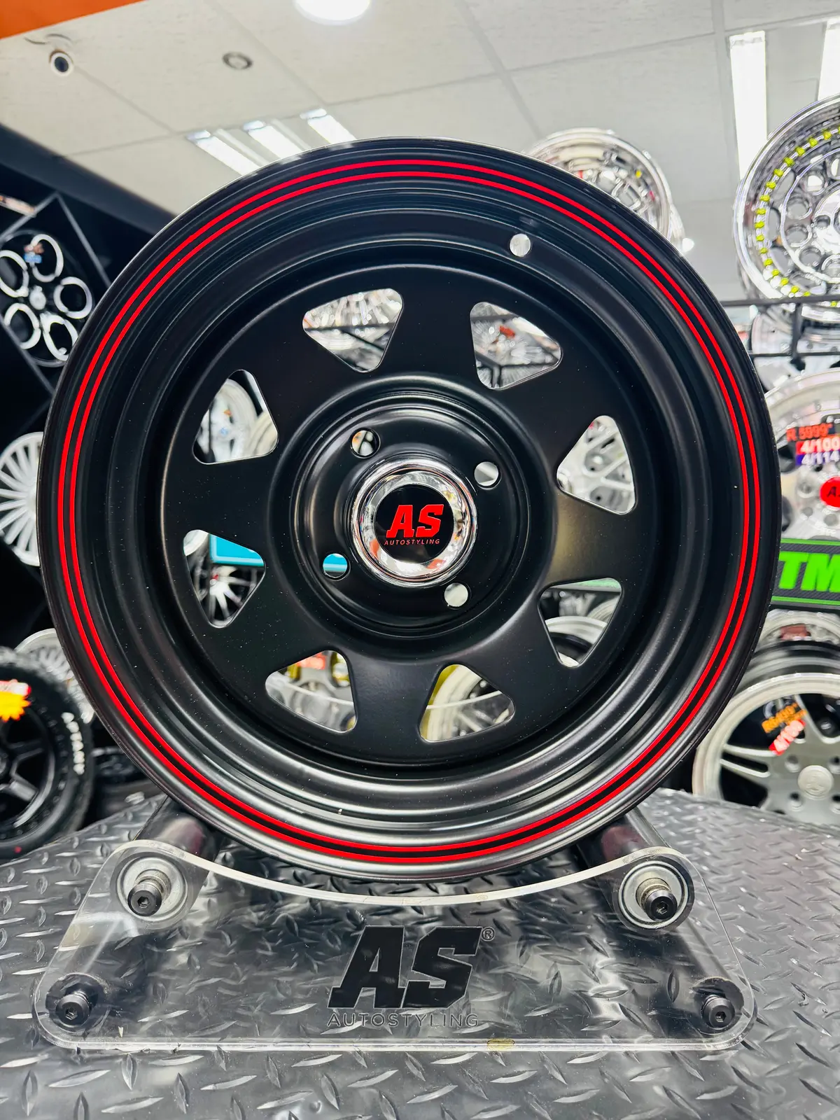 14” 8 Spoke Black Red Stripe 4/114 For 7 Seaters Avanza 1