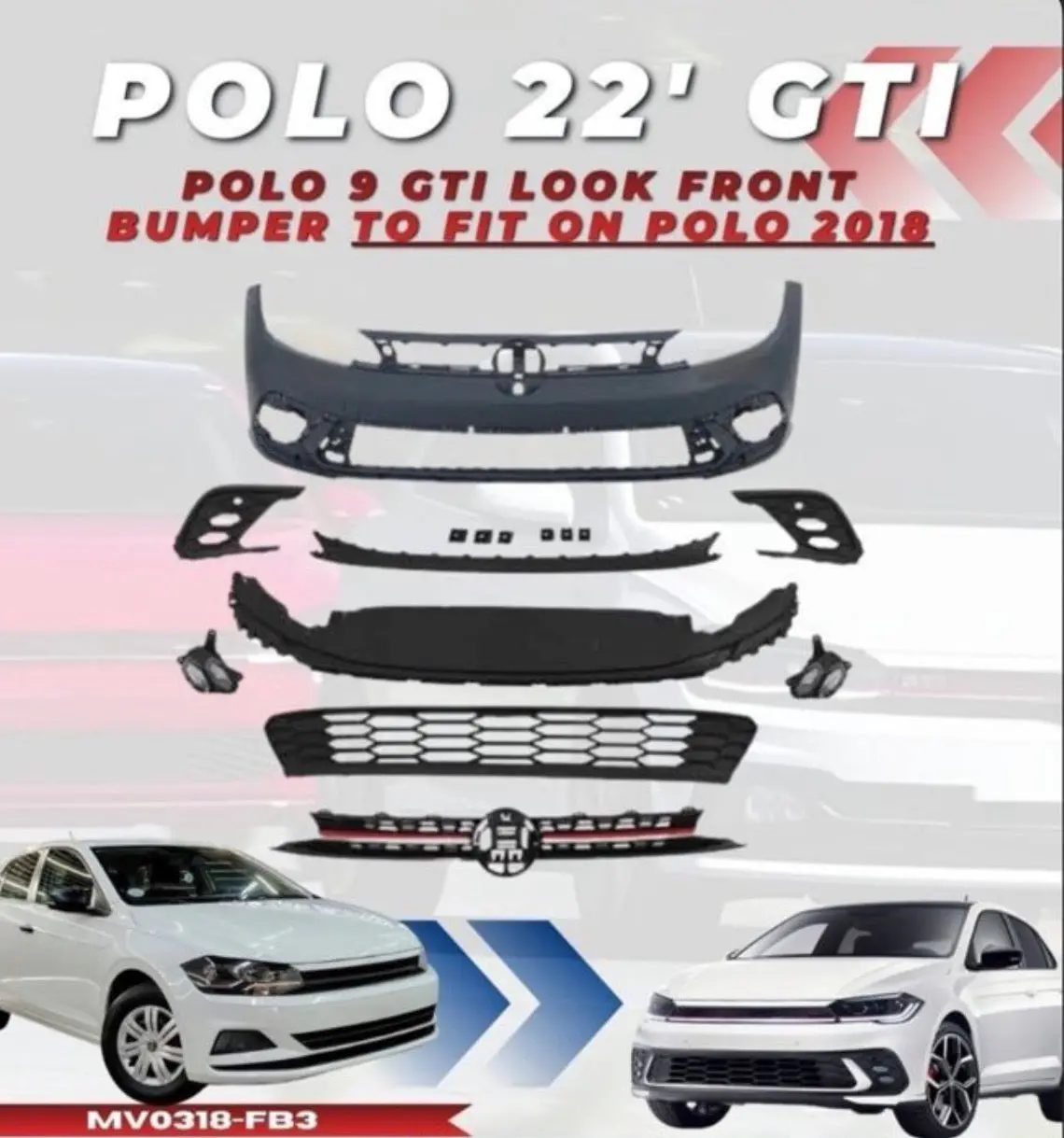 Polo 8 2018+ To Polo 8 “Gti Look “ Bumper Upgrade 1