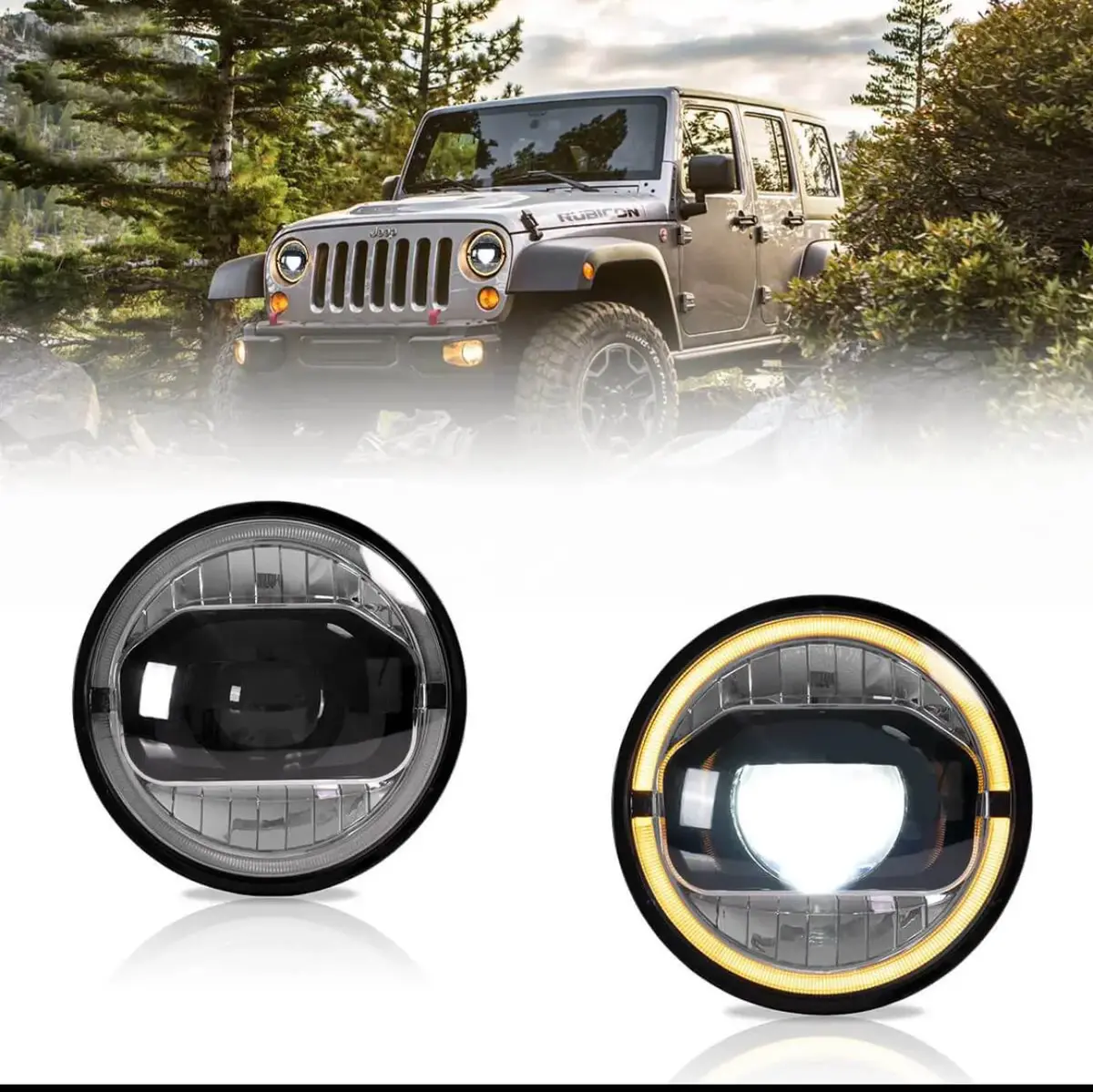 Vland 7 Inches Led Projector Headlights For Jeep Wrangler 2007-2017 (Drl Integrated W/ Turn Signals) 1