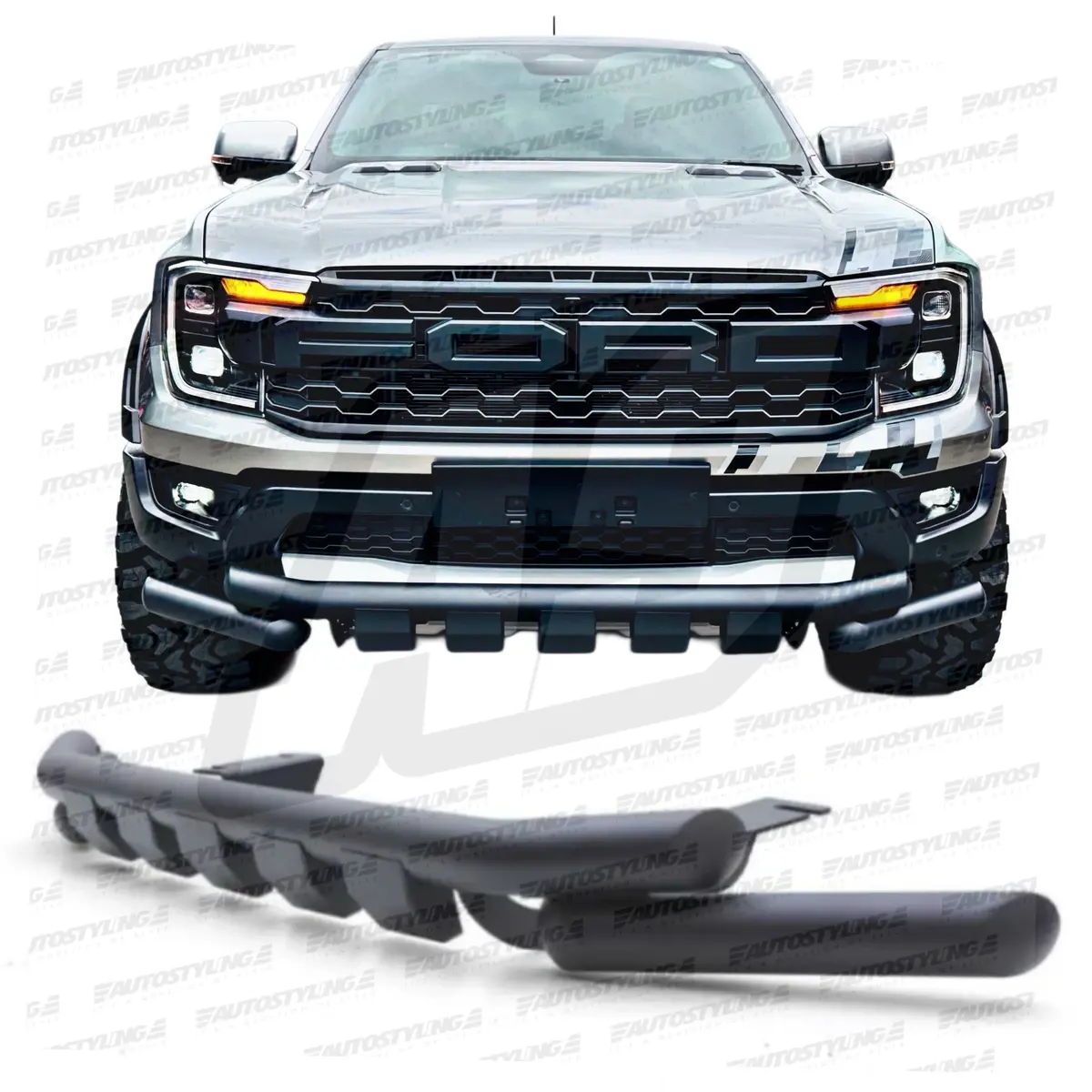 Ford Raptor Ranger/ Everest  Nex Nex Gen Amarok Next Gen 2023 Styling Bar 3 Piece Black Fits All New Generation Ford Rangers 1