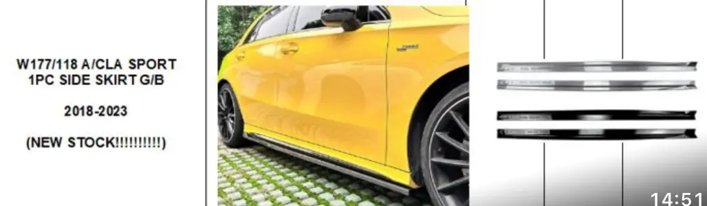 Mercedes W177 A Class Sport Side Skirts Fits Polo Also 1