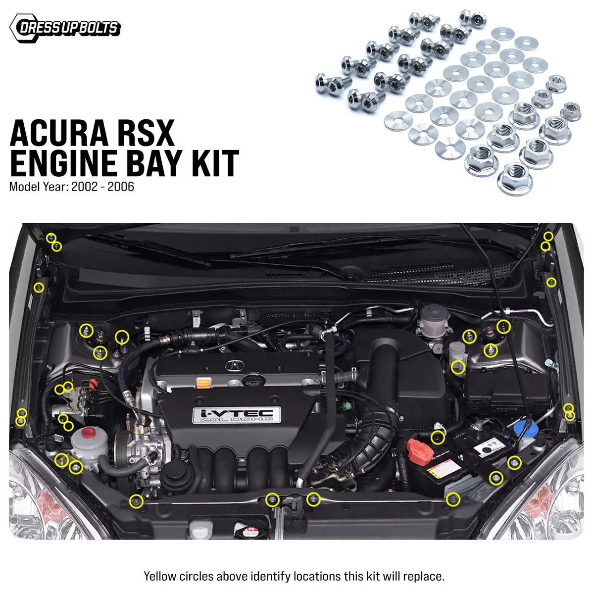 Dress Up Bolts Titanium Hardware Engine Bay Kit - Acura Rsx (2002-2006) 1
