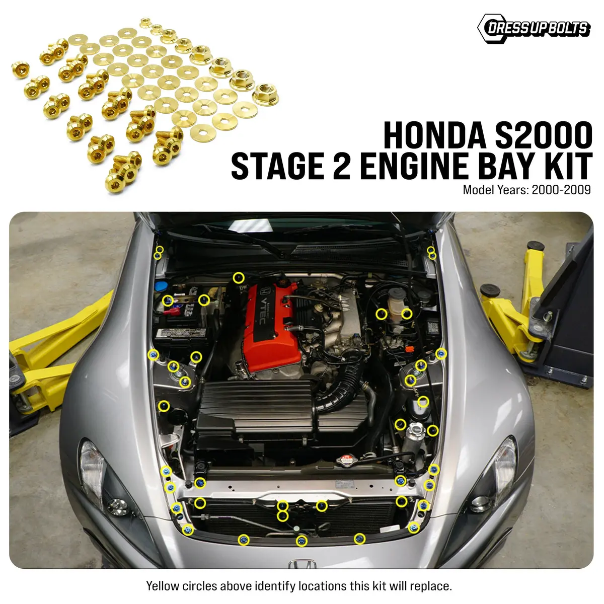 Dress Up Bolts Stage 2 Titanium Hardware Engine Bay Kit - Honda S2000 (2000-2009) 1