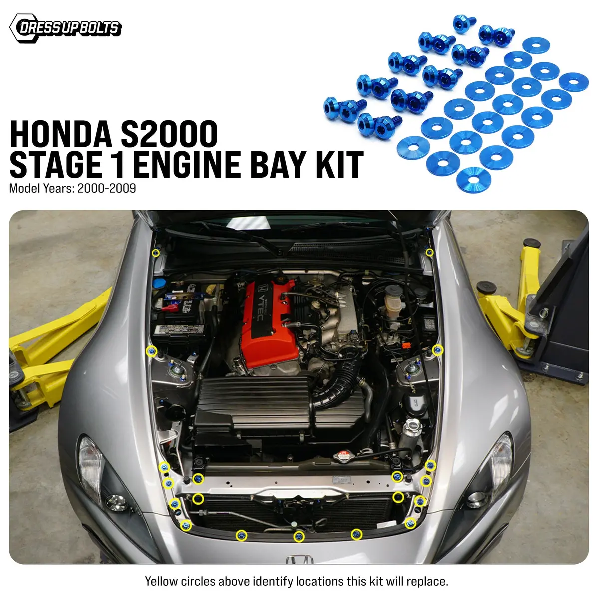 Dress Up Bolts Stage 1 Titanium Hardware Engine Bay Kit - Honda S2000 (2000-2009) 1
