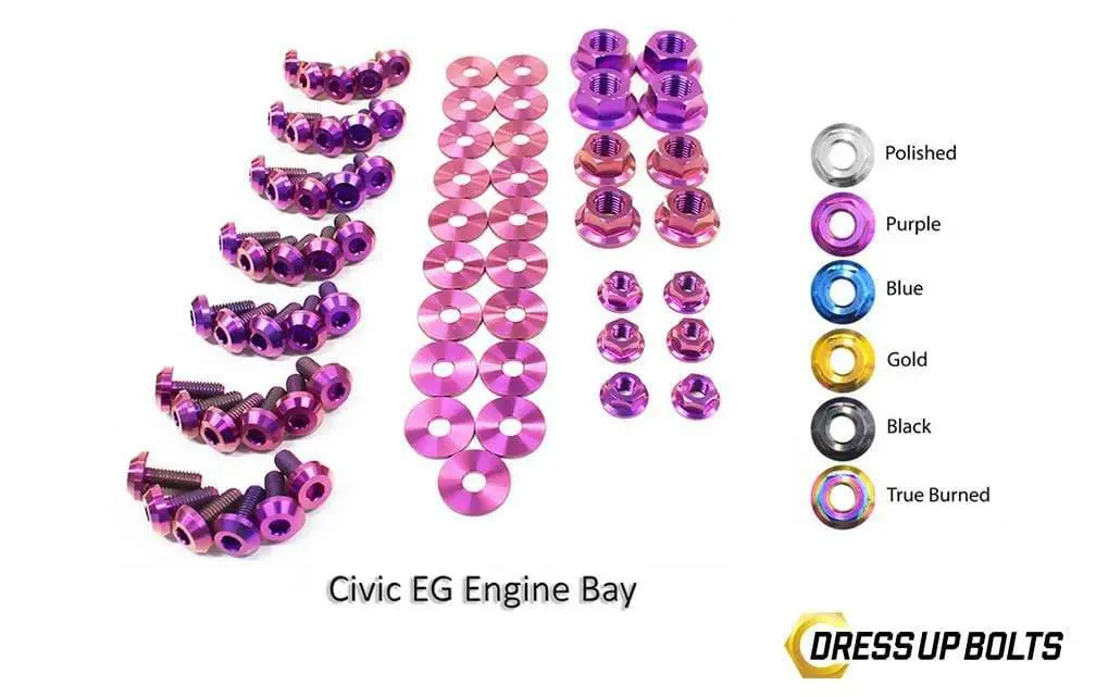 Honda Civic Eg (1992-1995) Titanium Dress Up Bolts Full Engine Bay Kit 1