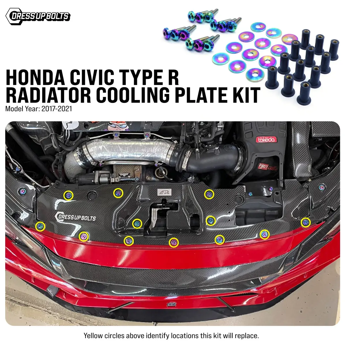 Dress Up Bolts Titanium Hardware Cooling Plate Kit - Honda Civic Type R (2017-2021) 1