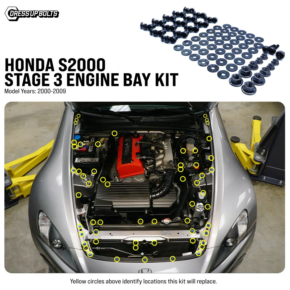 Dress Up Bolts Stage 3 Titanium Hardware Engine Bay Kit - Honda S2000 (2000-2009) 1