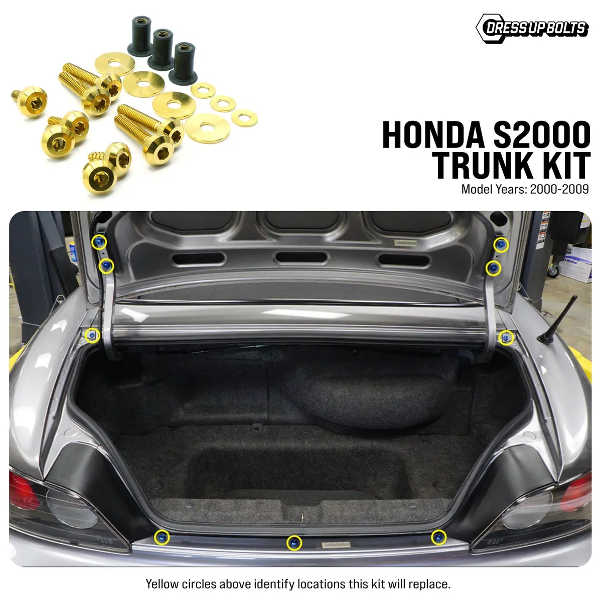 Dress Up Bolts Titanium Hardware Trunk Kit - Honda S2000 (2000-2009) 1