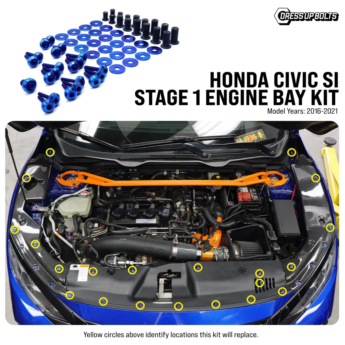 Dress Up Bolts Stage 1 Titanium Hardware Engine Bay Kit - Honda Civic Si (2016-2021) 1