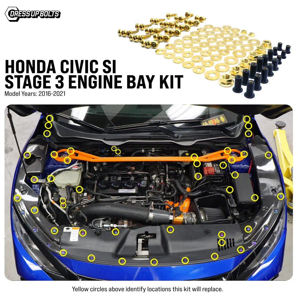 Dress Up Bolts Stage 3 Titanium Hardware Engine Bay Kit - Honda Civic Si (2016-2021) 1