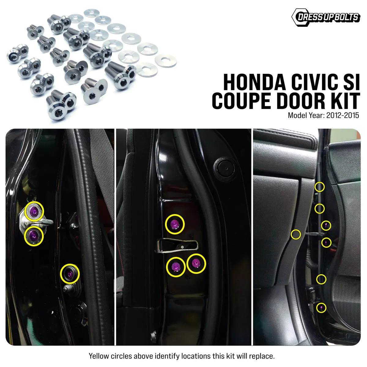 Dress Up Bolts Titanium Hardware Door Kit - Honda Civic Si (2012-2015) 1