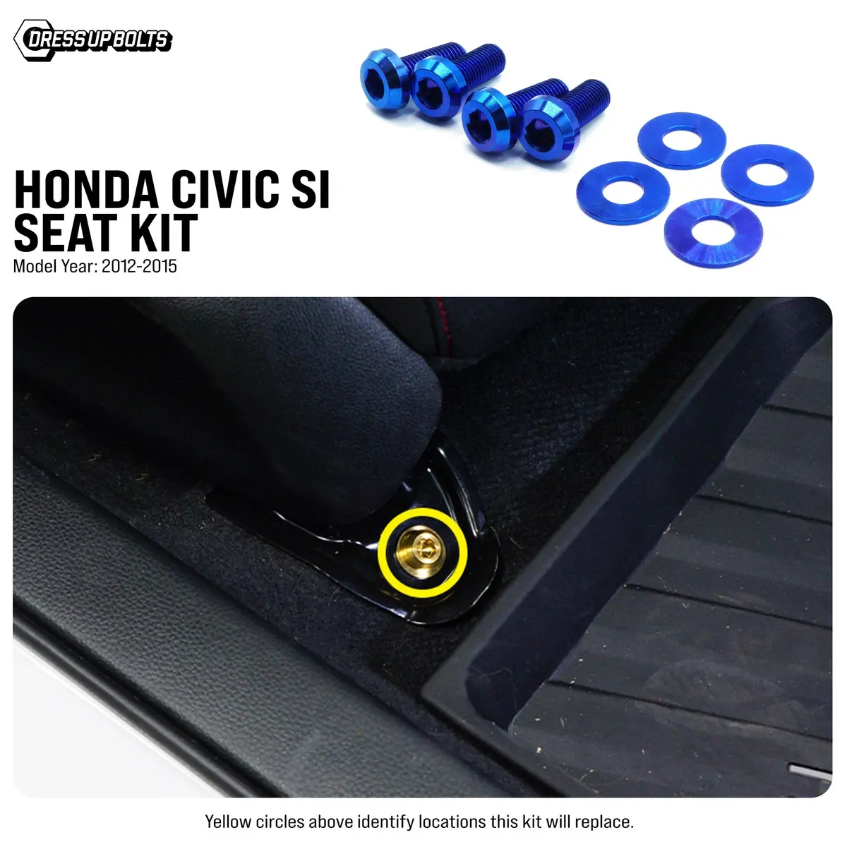 Dress Up Bolts Titanium Hardware Seat Kit - Honda Civic Si (2012-2015) 1
