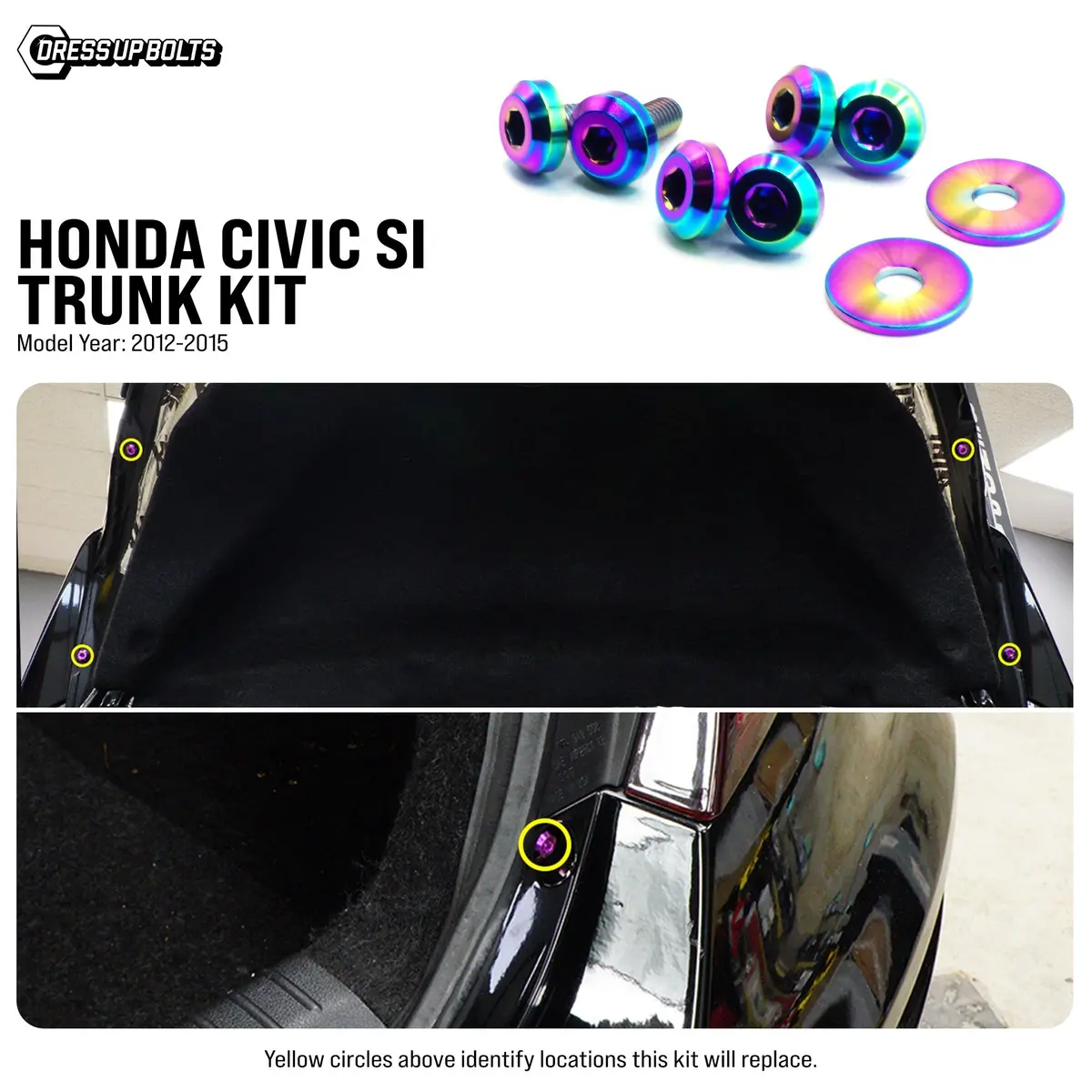 Dress Up Bolts Titanium Hardware Trunk Kit - Honda Civic Si (2012-2015) 1