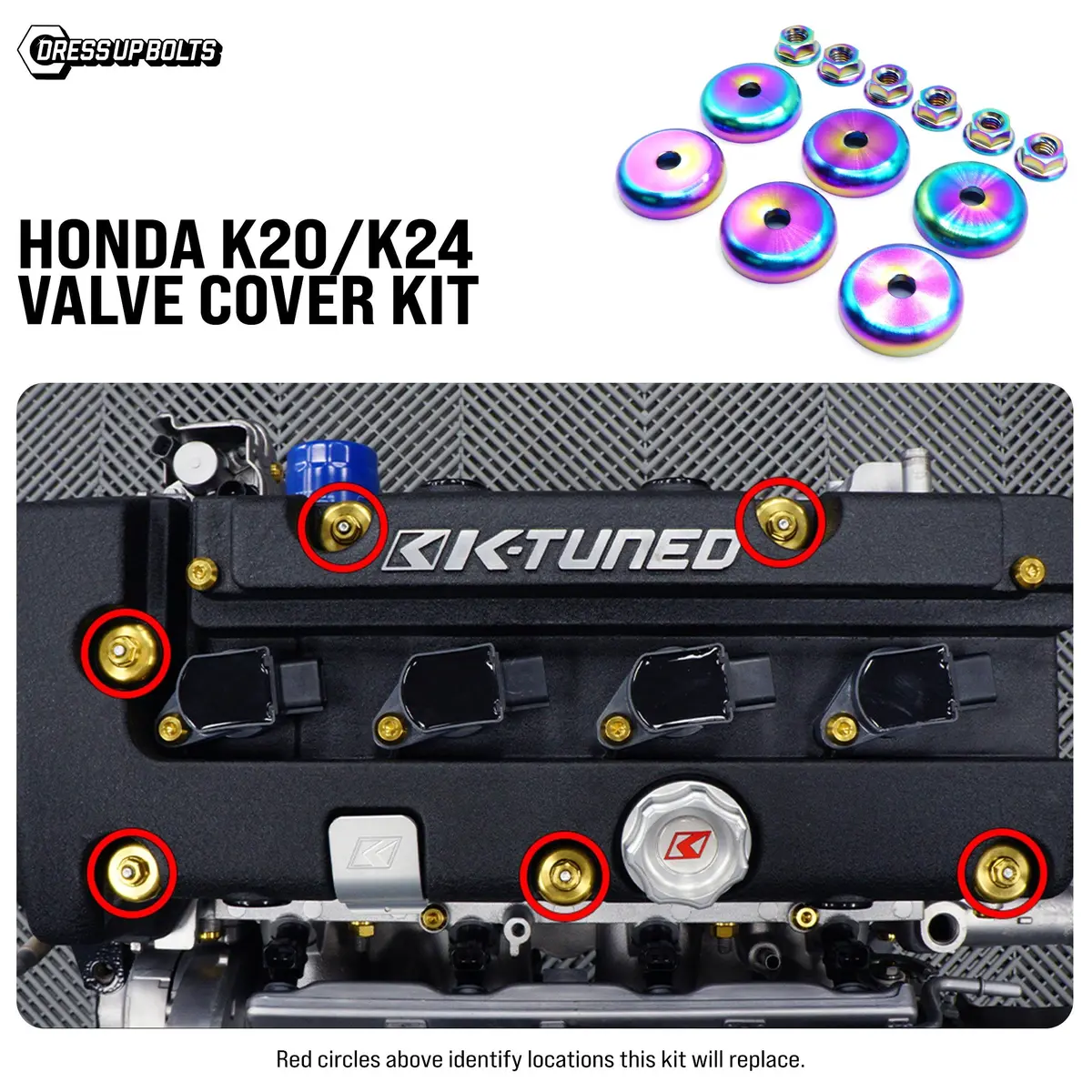 Dress Up Bolts Titanium Hardware Valve Cover Kit - Honda K20/K24 1