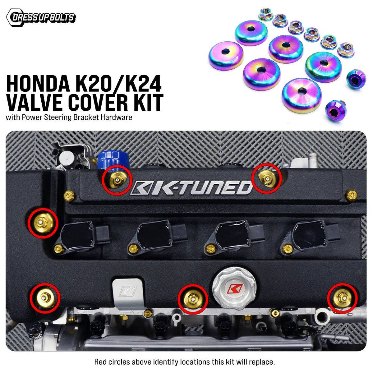 Dress Up Bolts Titanium Hardware Valve Cover Kit - Honda K20/K24 3