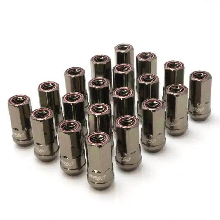 Wheel Mate Muteki Hr50 Open End Lug Nuts - Black W/ Red Ring 14X1.50 1