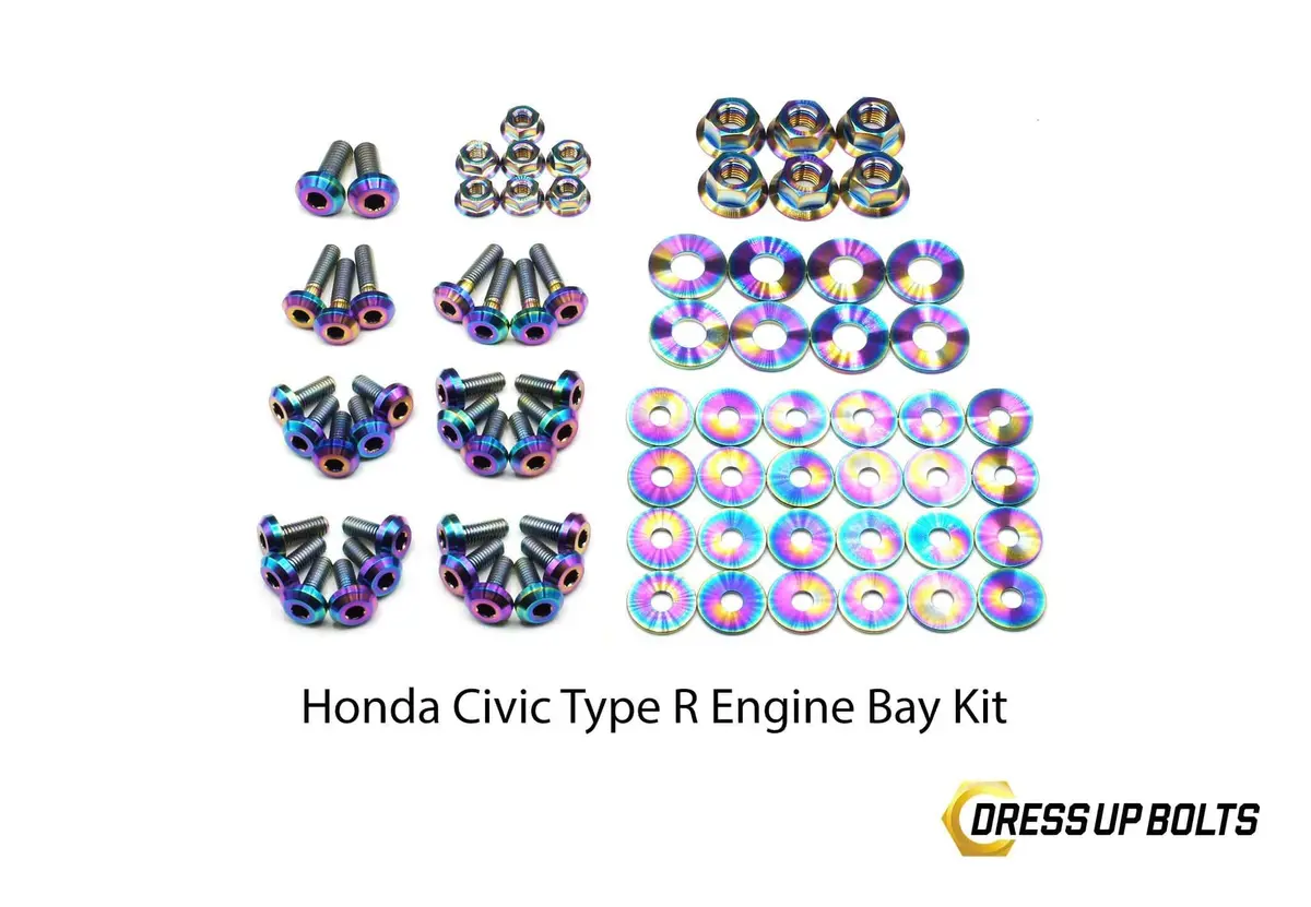 Dress Up Bolts Stage 2 Titanium Hardware Engine Bay Kit - Honda Civic Type R (2017-2021) 1