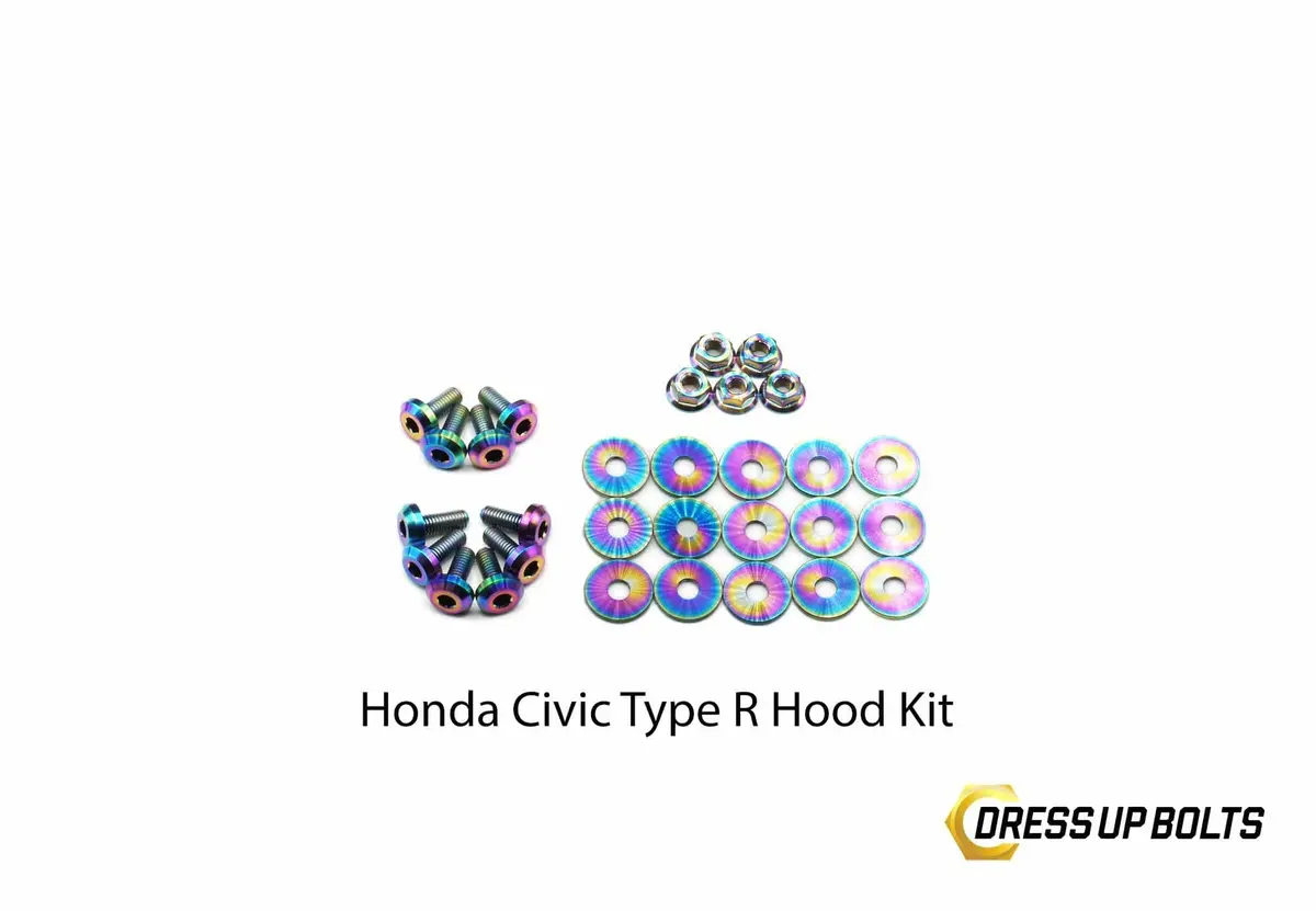 Dress Up Bolts Titanium Hardware Hood Kit - Honda Civic Type R (2017-2021) 1