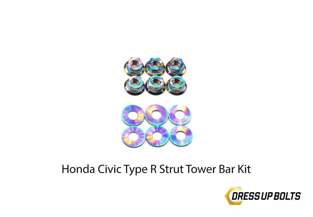 Dress Up Bolts Titanium Hardware Strut Tower Kit - Honda Civic Type R (2017-2021) 1